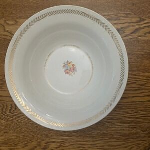 American Limoges Golden Princess Soup Bowl 22K Gold Trim Floral 8.5 Inch Vintage